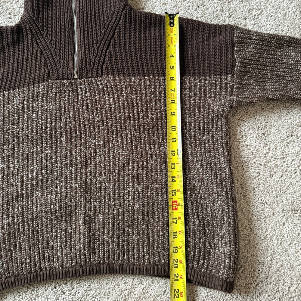 varley willard half zip knit coffee bean egret fleck Size XS Pullover Oversized - Picture 9 of 10